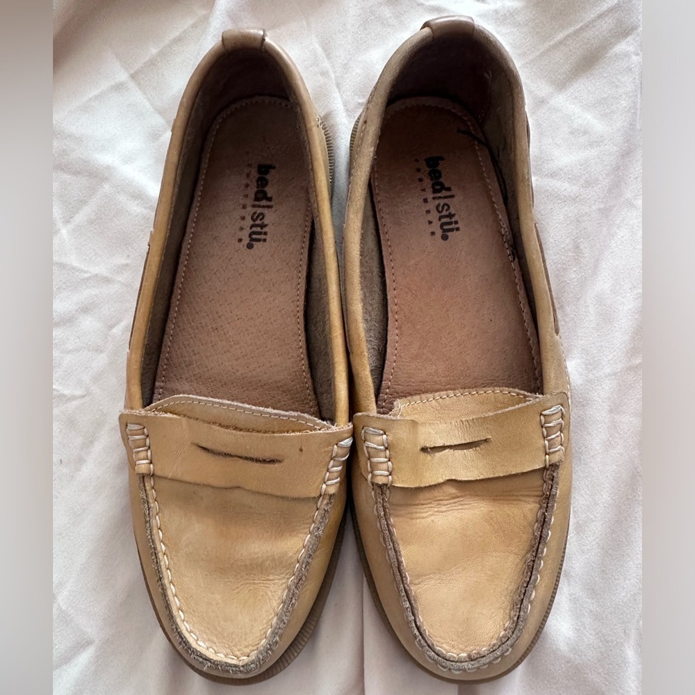 Bed Stu Anthropologie Leather Slip On Penny Loafer in Tan - Size 7